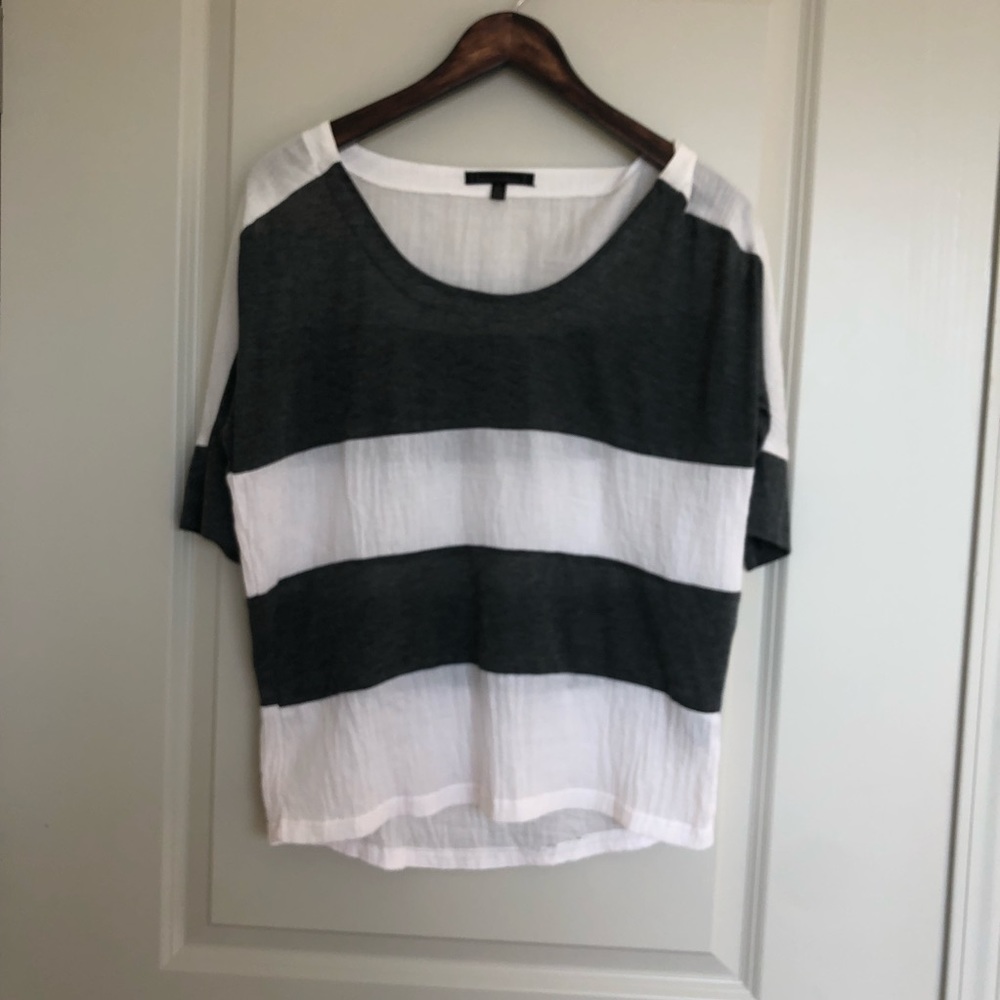 Lucca couture gray and white stripe shirt